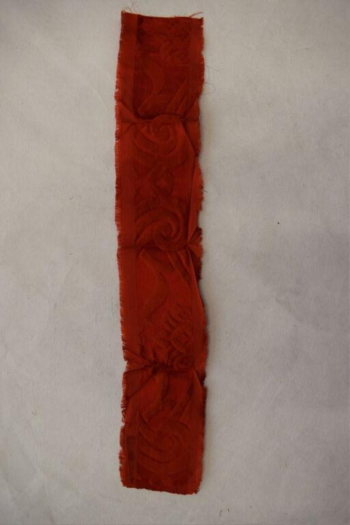 Red Patterned Antique Fabric Fragment