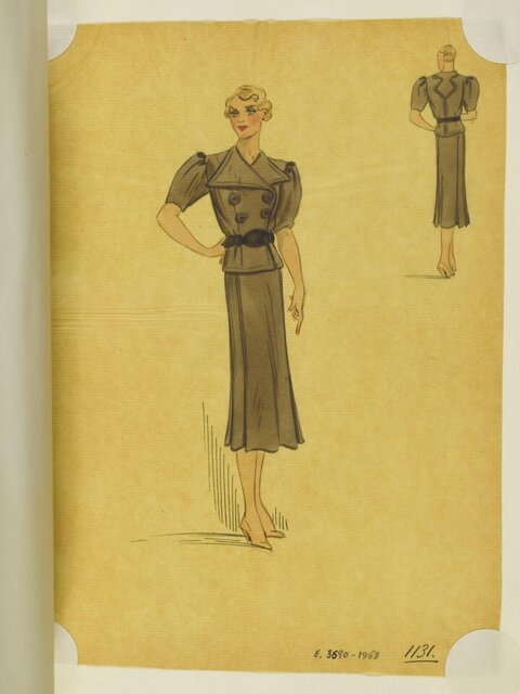 Vintage Two-Piece Dress Fashion Sketch