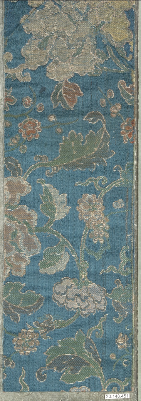 Blue Ground Floral Silk Brocade