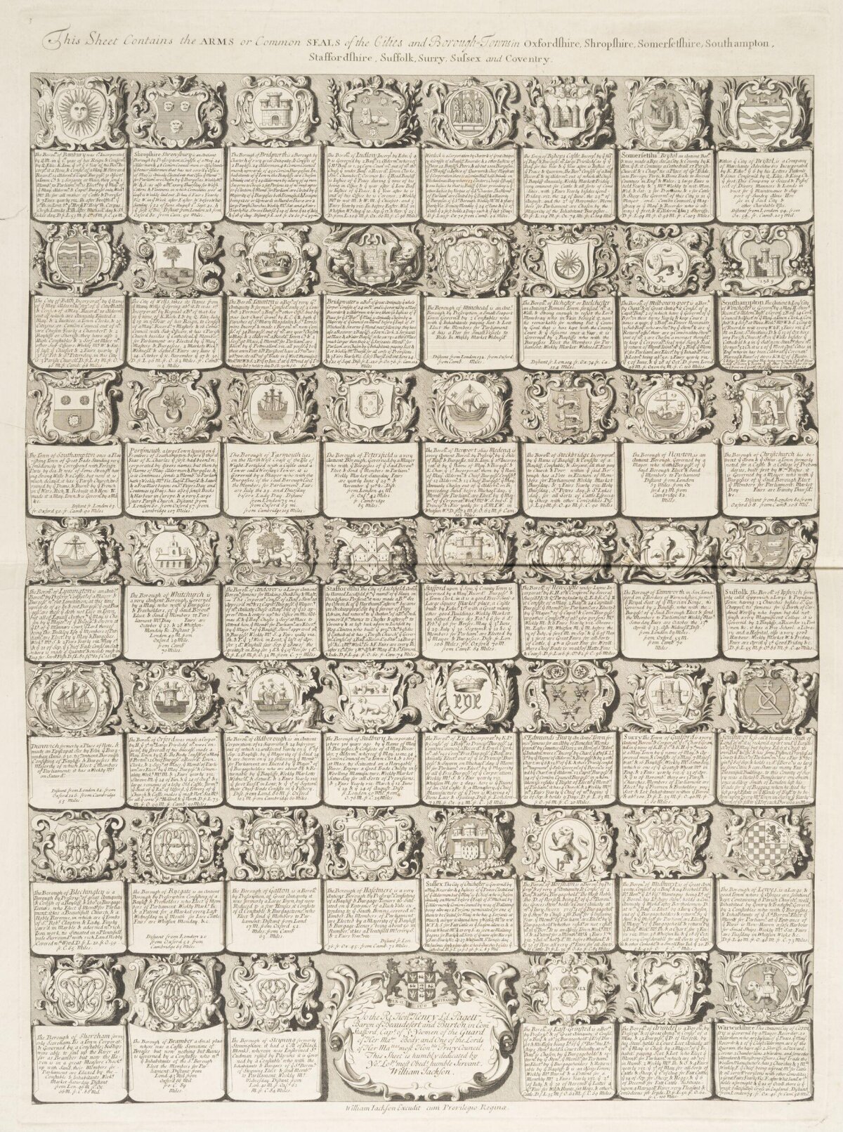 Antique Print of British Borough Coats of Arms
