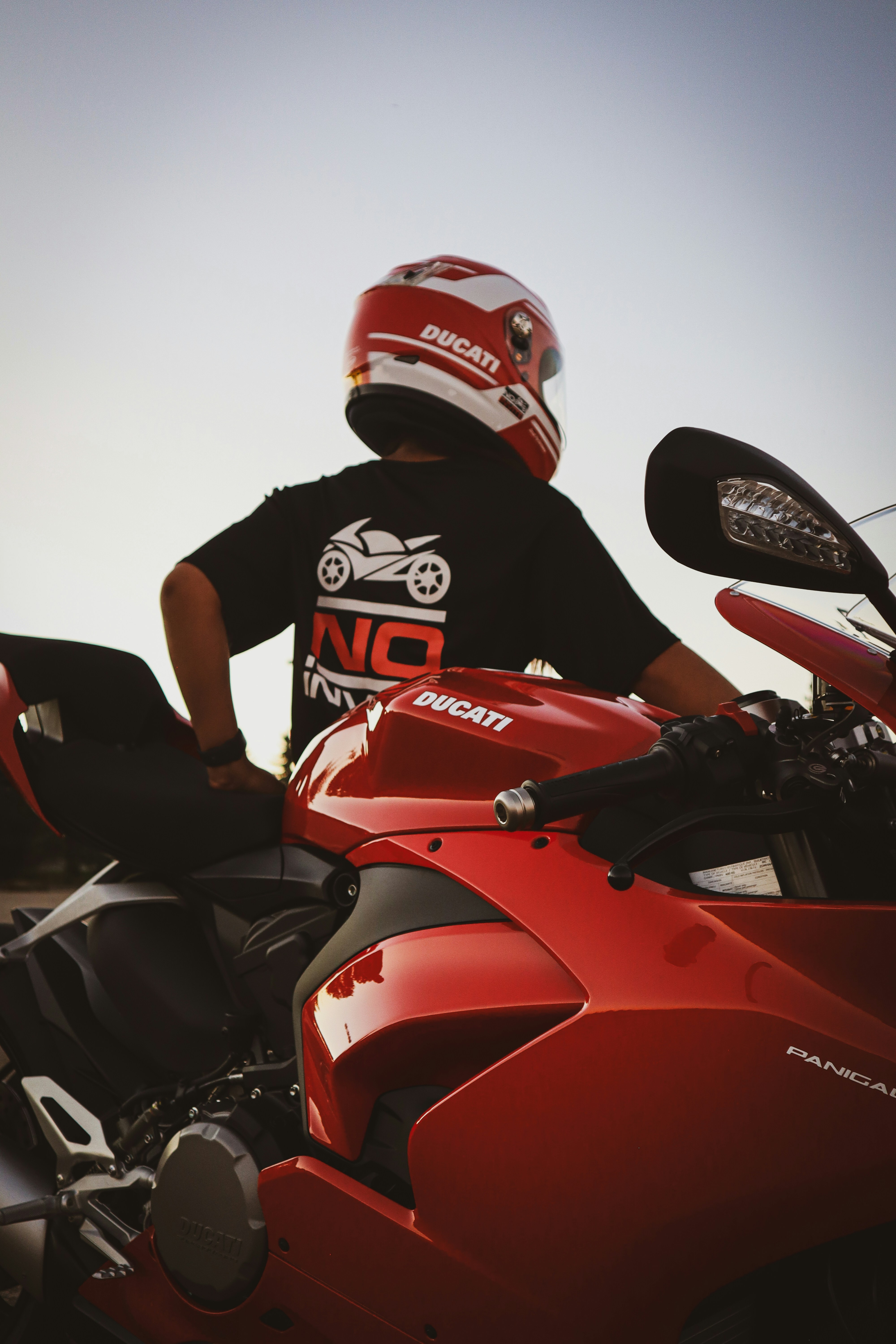 Rider on Red Ducati Panigale Motorcycle