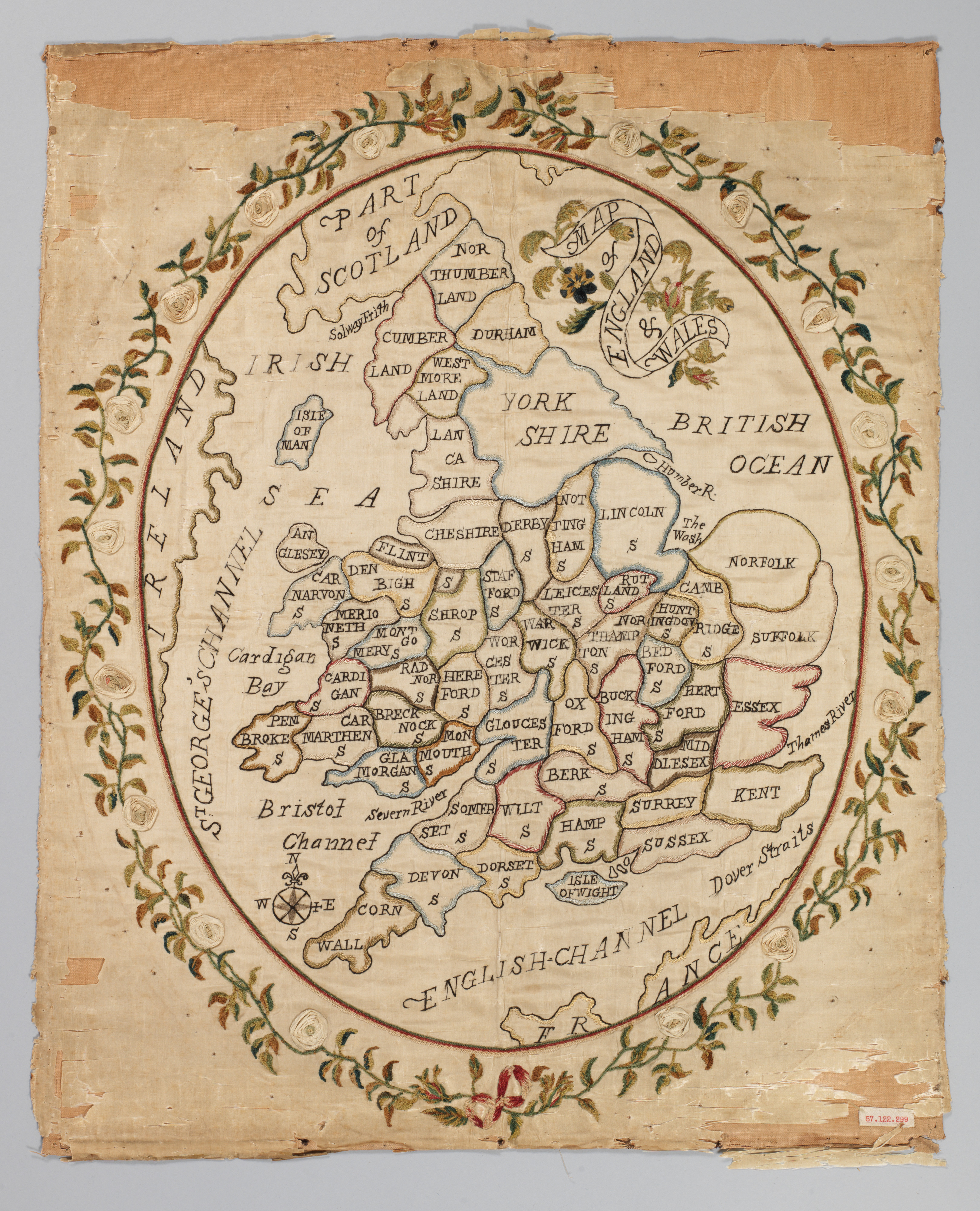 Embroidered Map of England and Wales