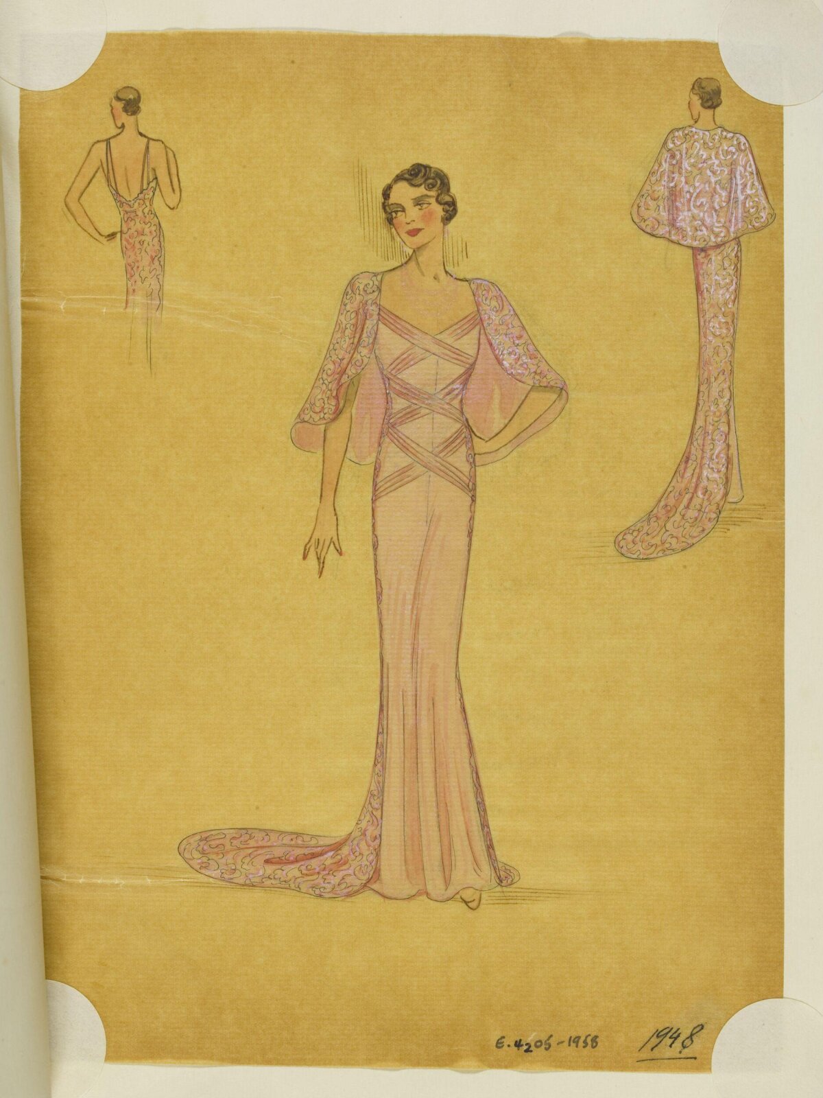1948 Evening Gown Fashion Sketch