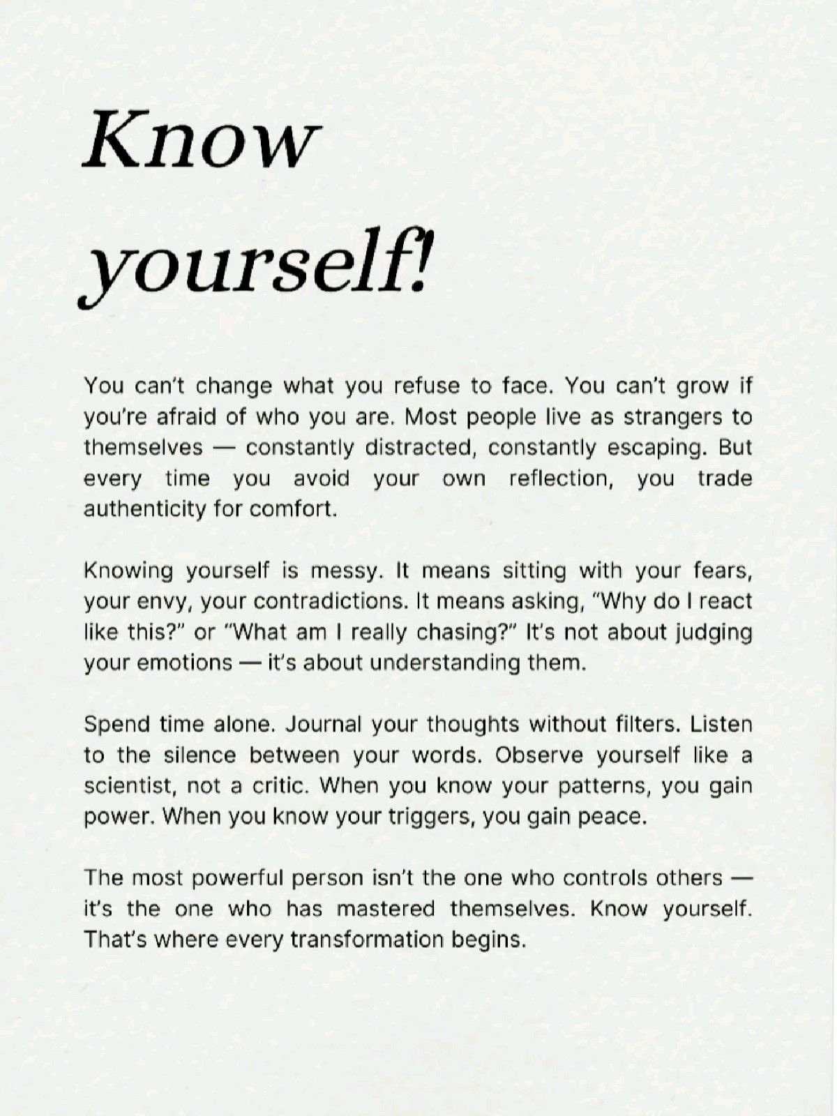 Know Yourself Inspirational Quote