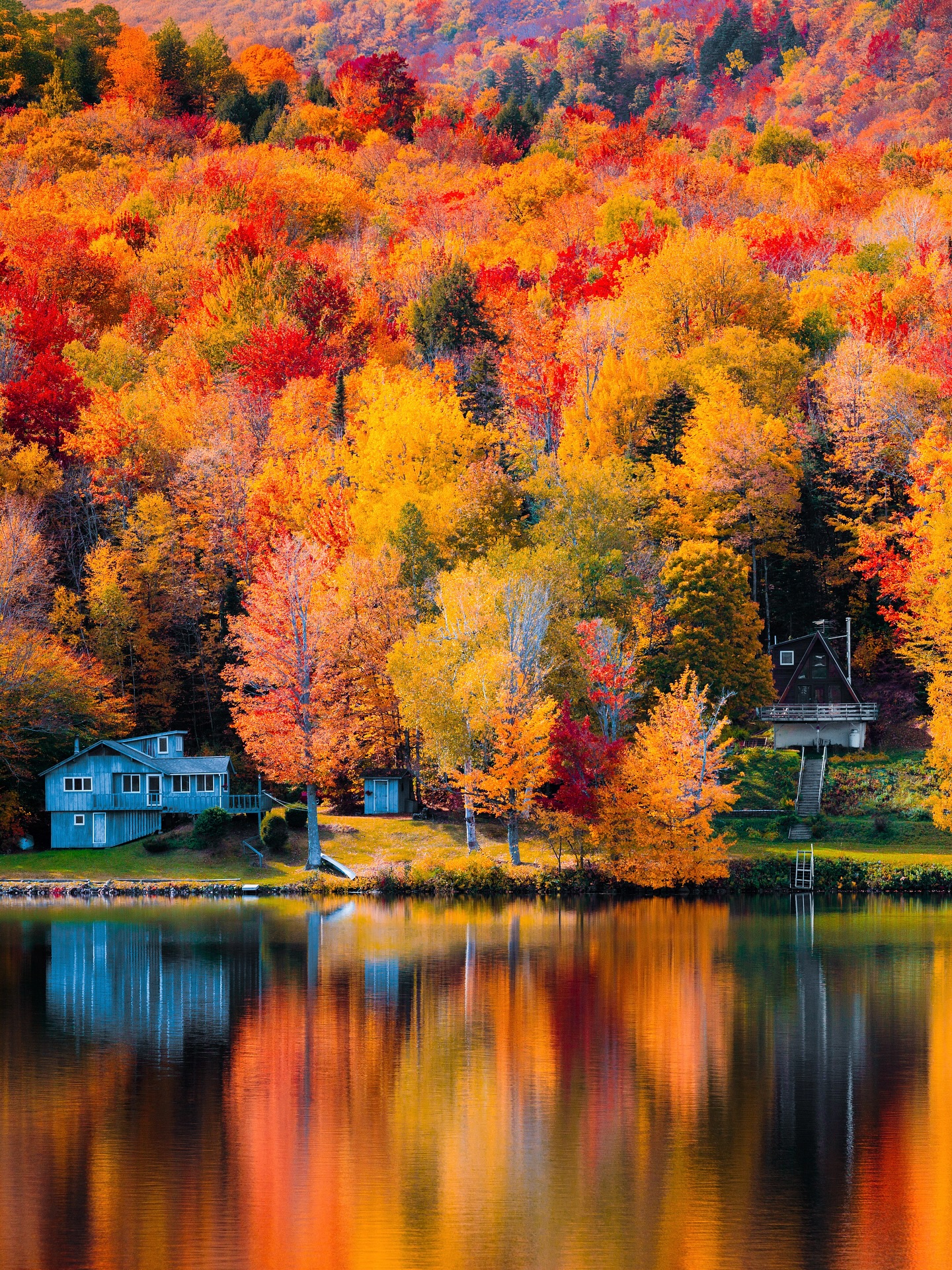 Autumn Lakefront Cabins Landscape