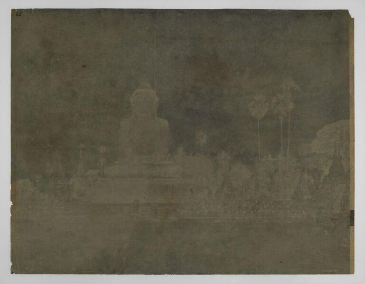 Old Faded Photo of Outdoor Buddha Statue