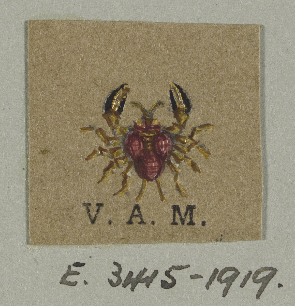 Hand-painted Crab Museum Label