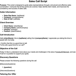 Sales Call Script