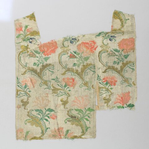 Antique Floral Brocade Fabric Fragment
