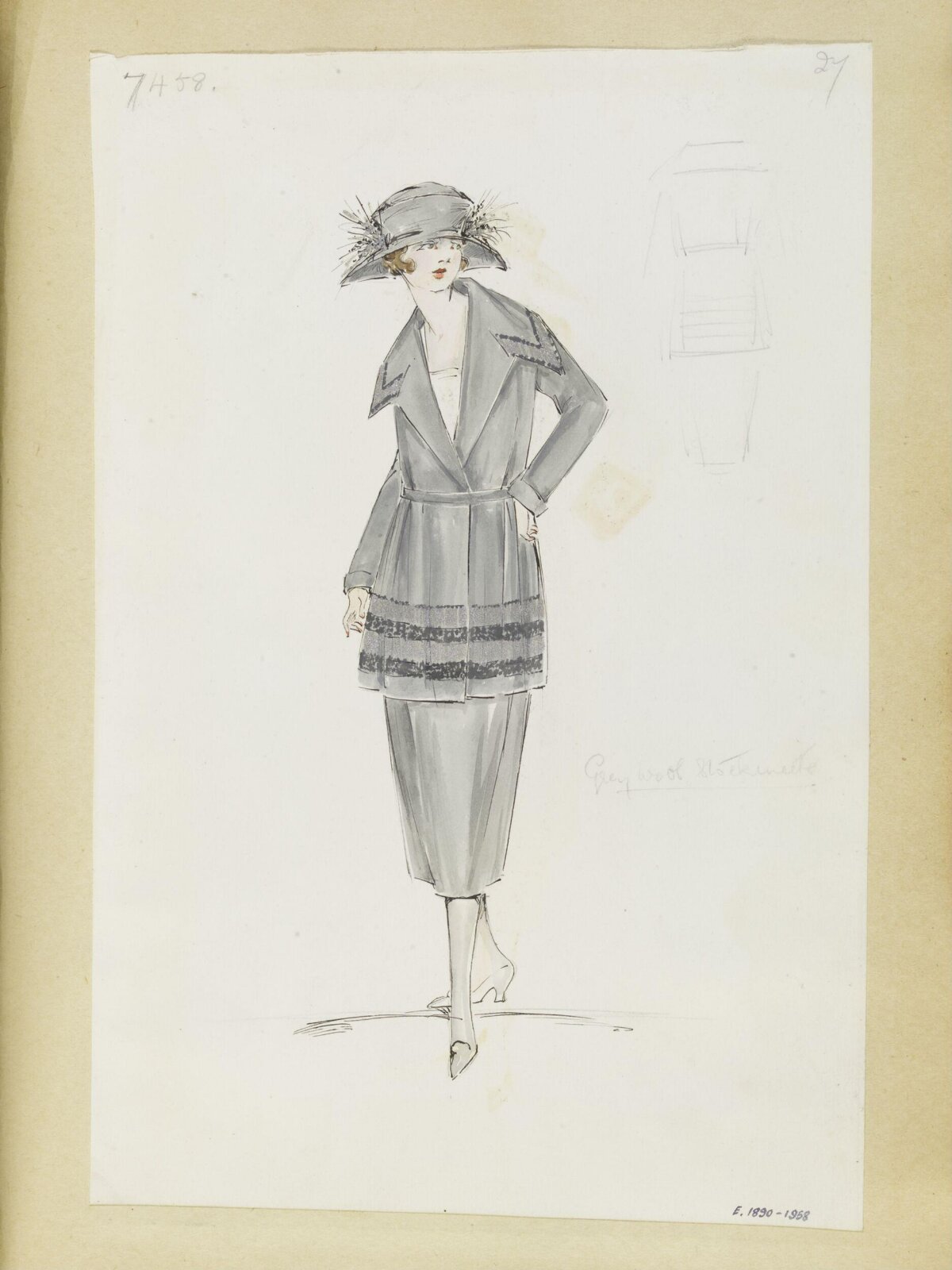 1920s Grey Womenswear Fashion Sketch