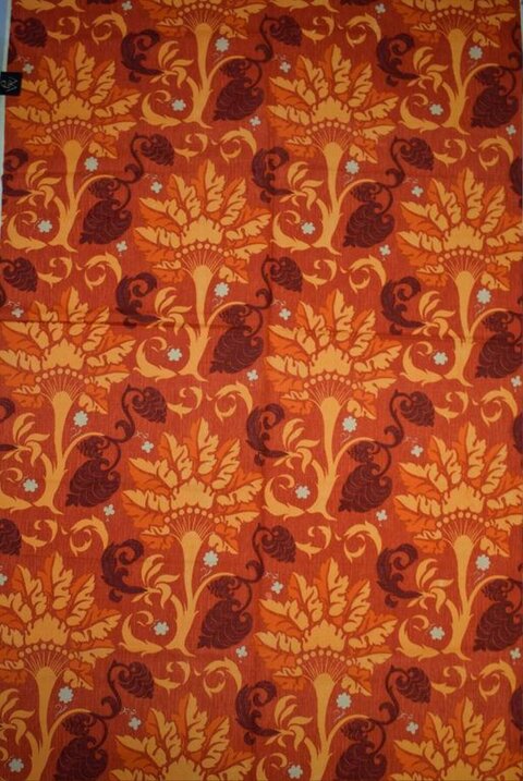 Orange Damask Floral Fabric Pattern