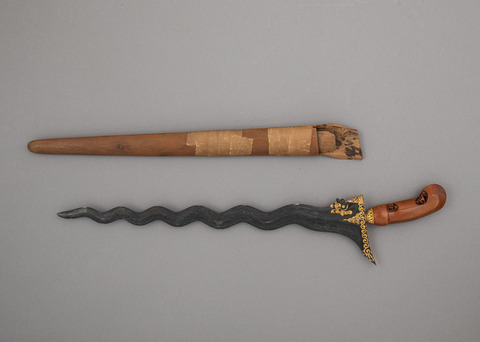 Decorated Kris Dagger with Wooden Sheath