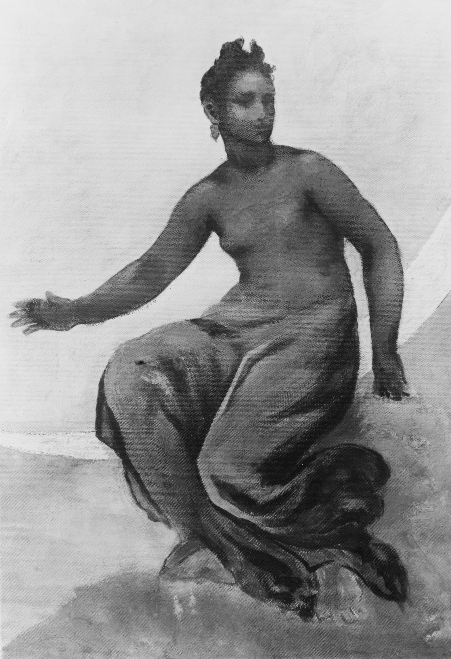 Seated Woman Grayscale Figure Study