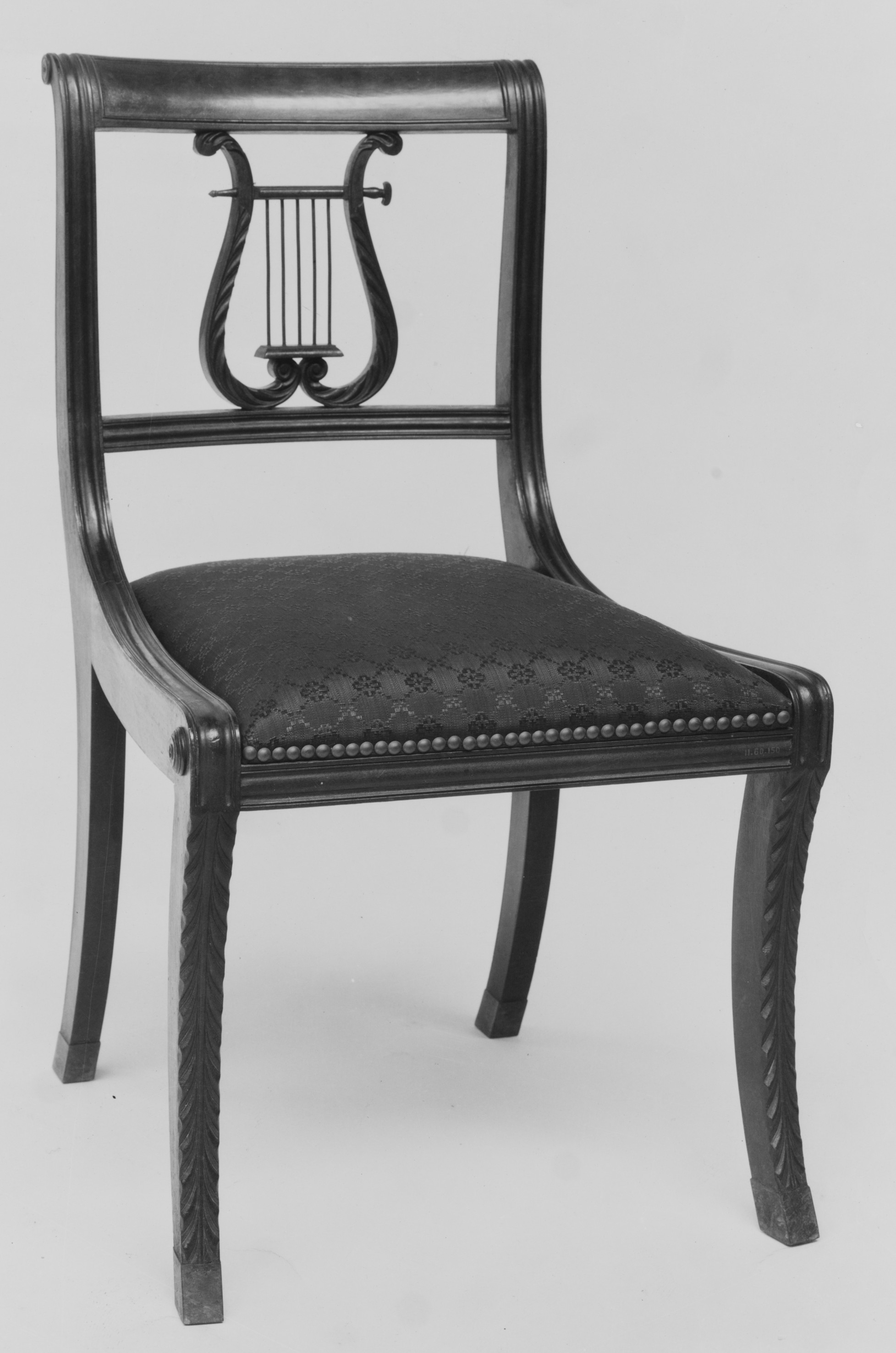Antique Lyre-Back Wooden Side Chair