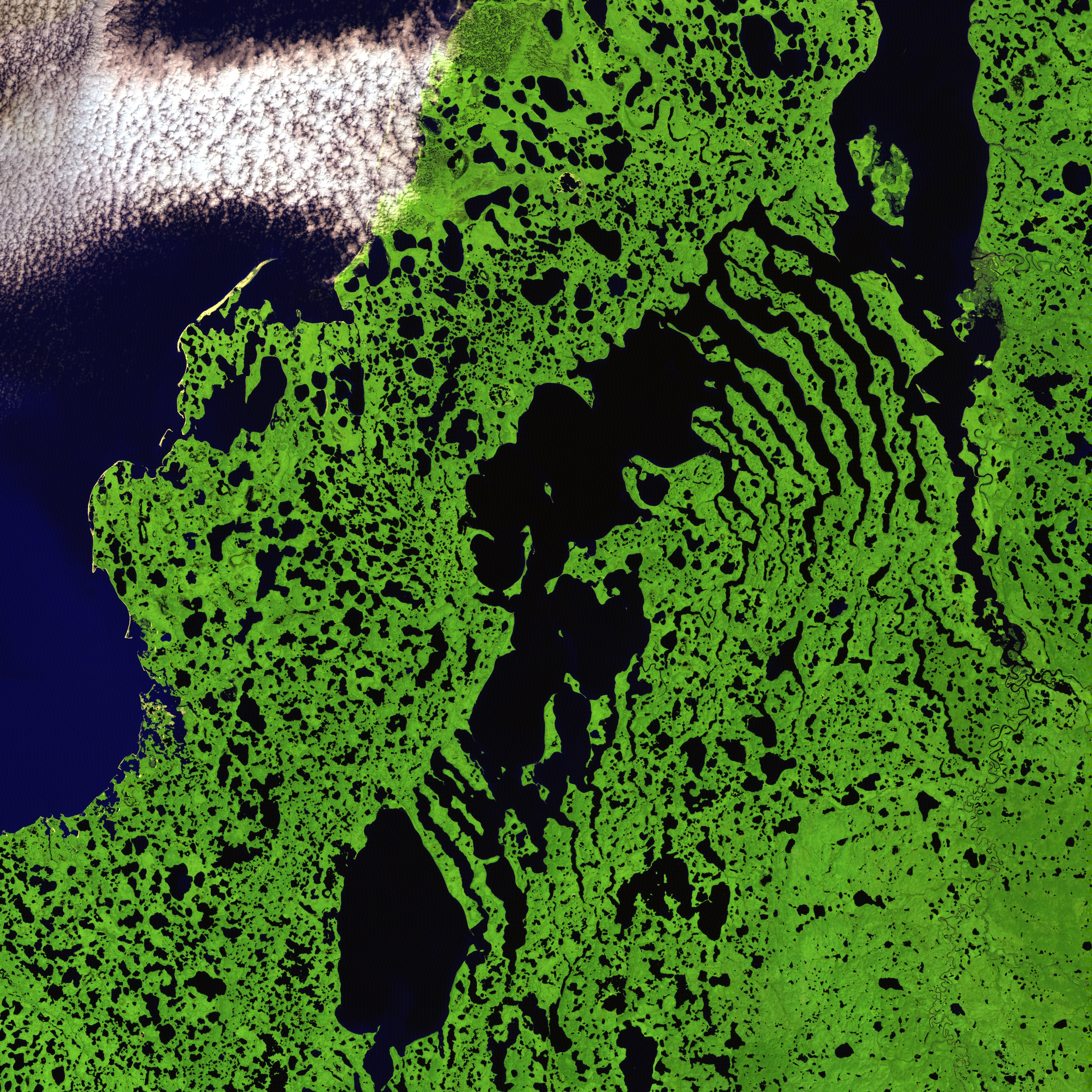 Satellite View of Glacial Lake District