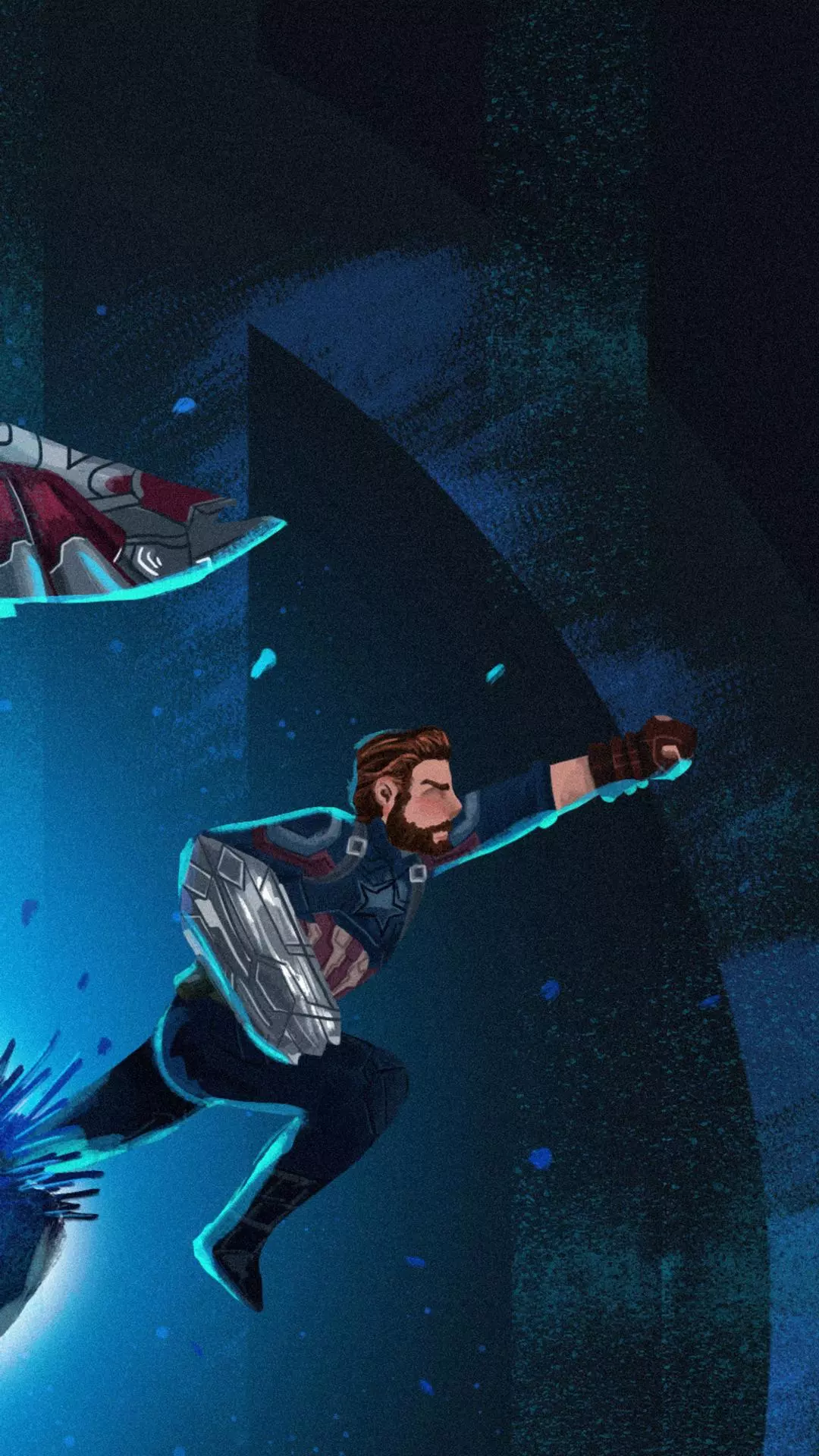 Bearded Captain America Charging Forward