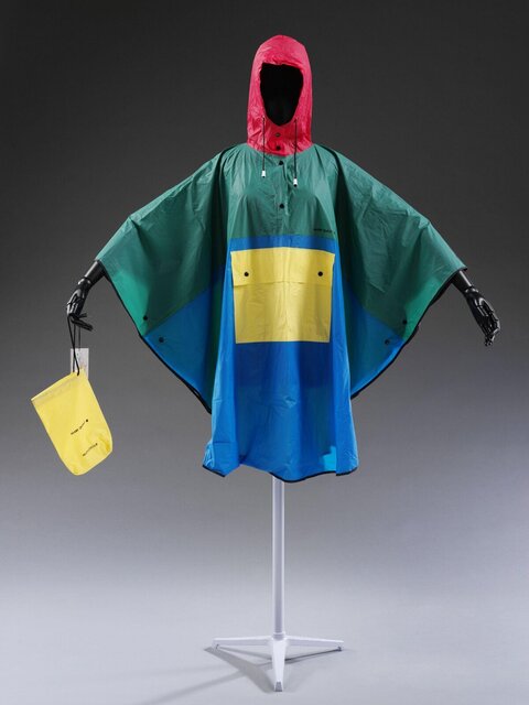 Color Block Poncho Raincoat on Mannequin