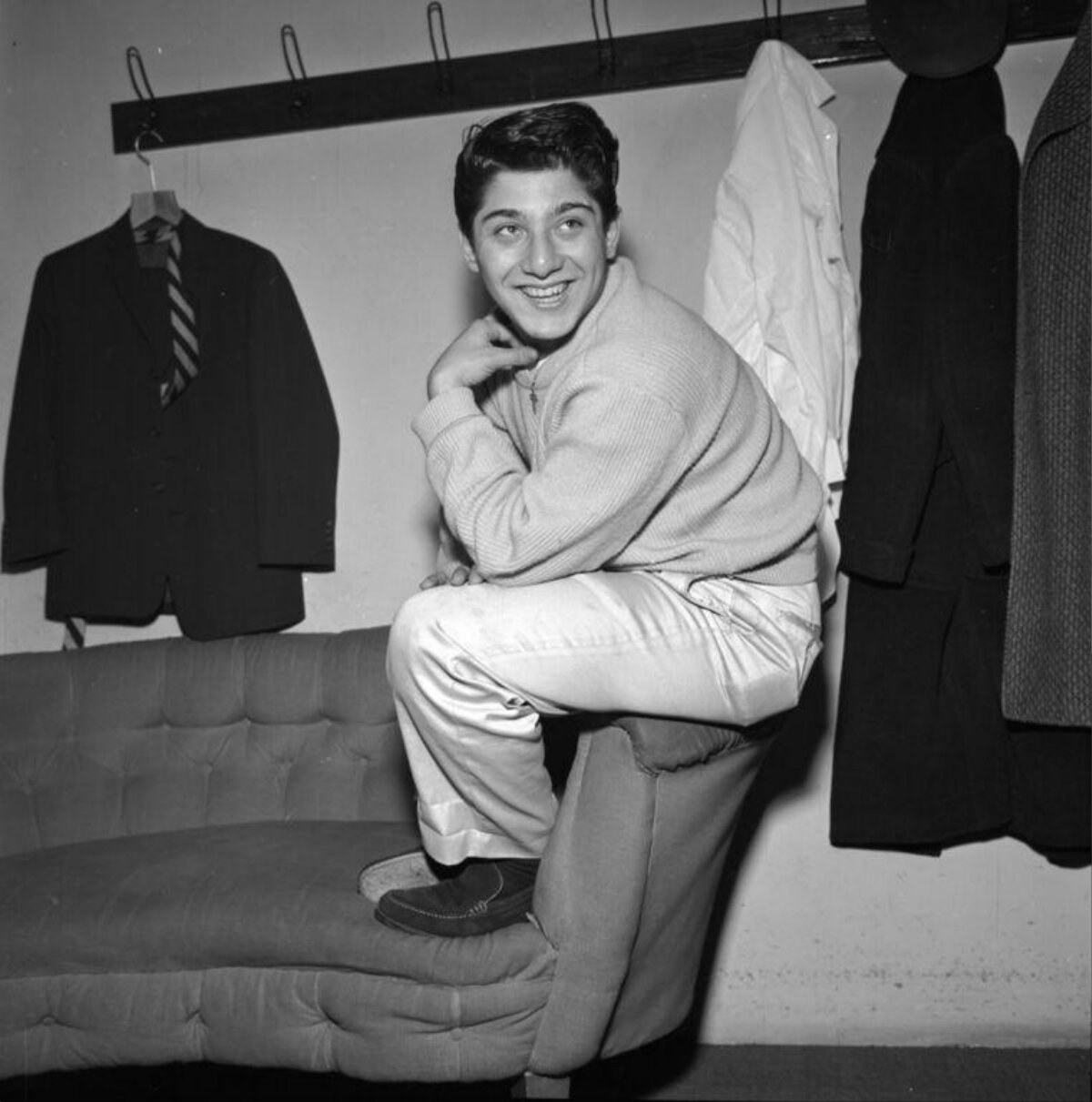 Smiling Young Man in Backstage Dressing Room