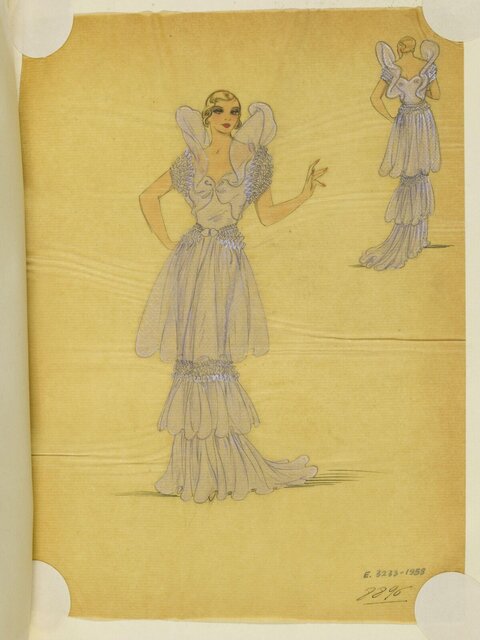 Vintage Evening Gown Fashion Sketch