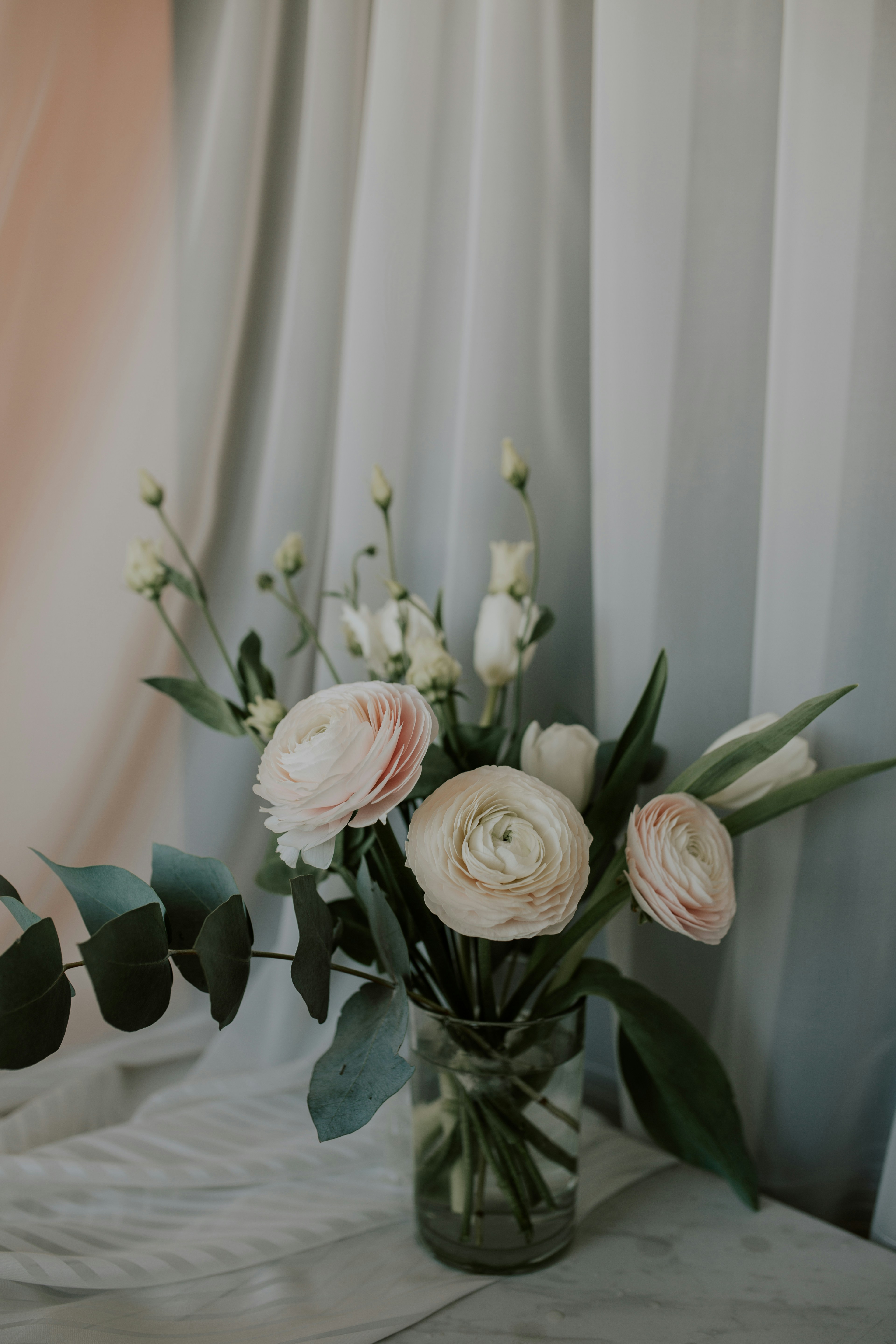 Fresh Flower Arrangement in Glass Vase