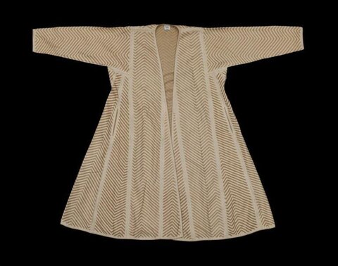 Beige Chevron Pattern Open Long Robe