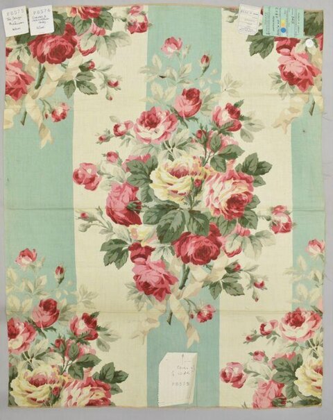 Vintage Rose Striped Fabric Sample
