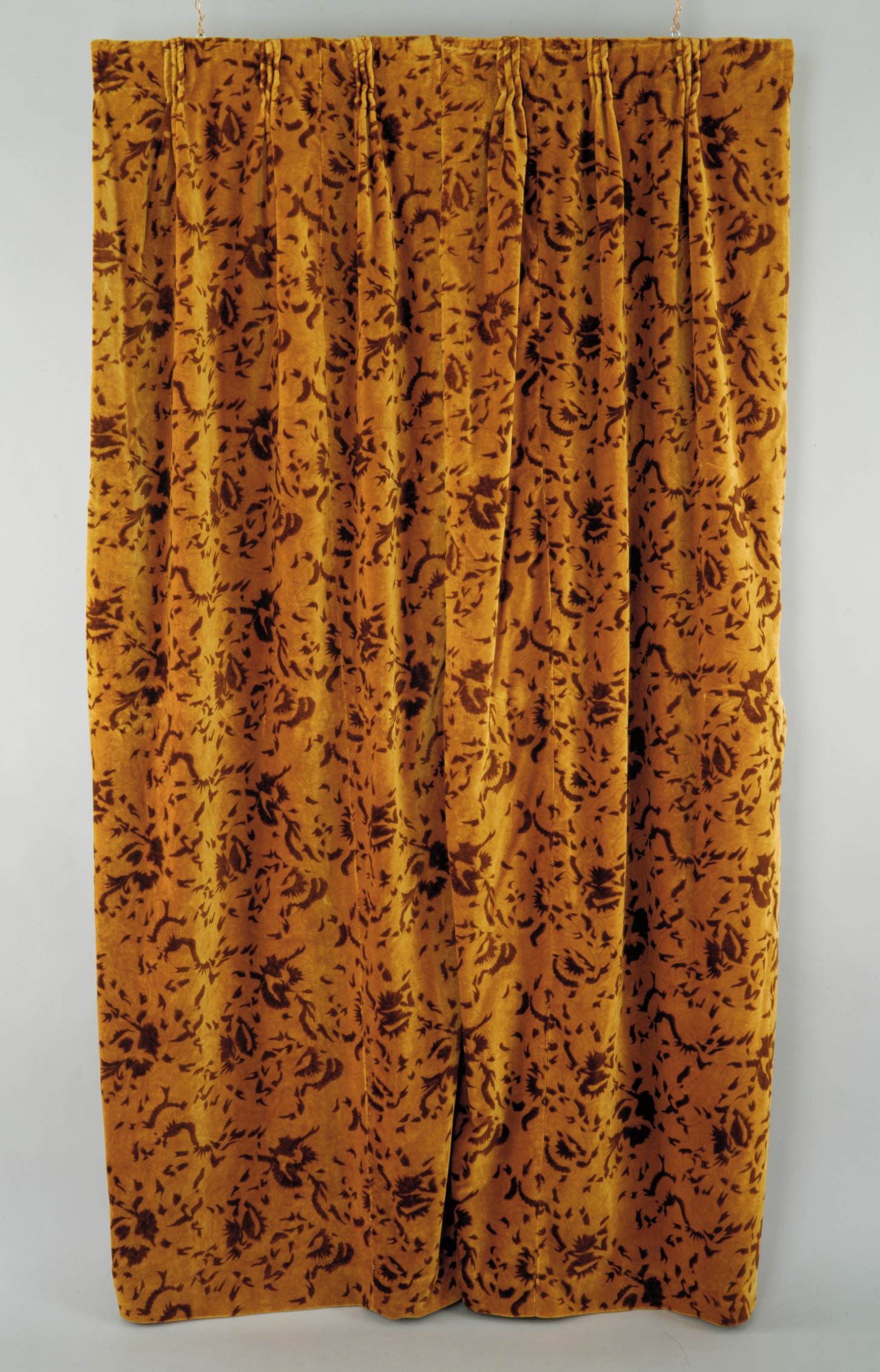 Golden Yellow Patterned Velvet Curtains
