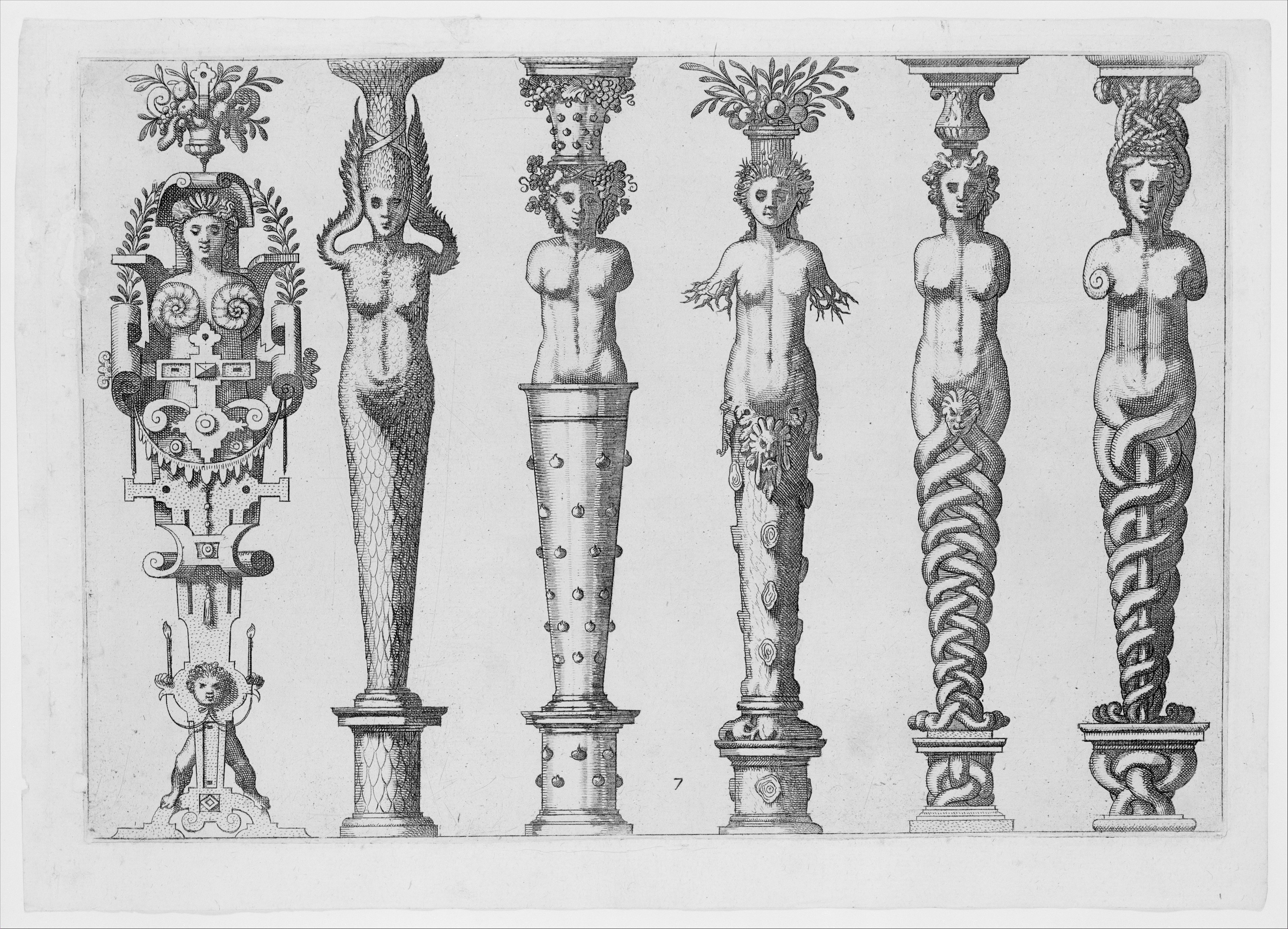 Six Designs of Female Caryatid Columns