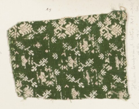 Antique Green Patterned Fabric Sample