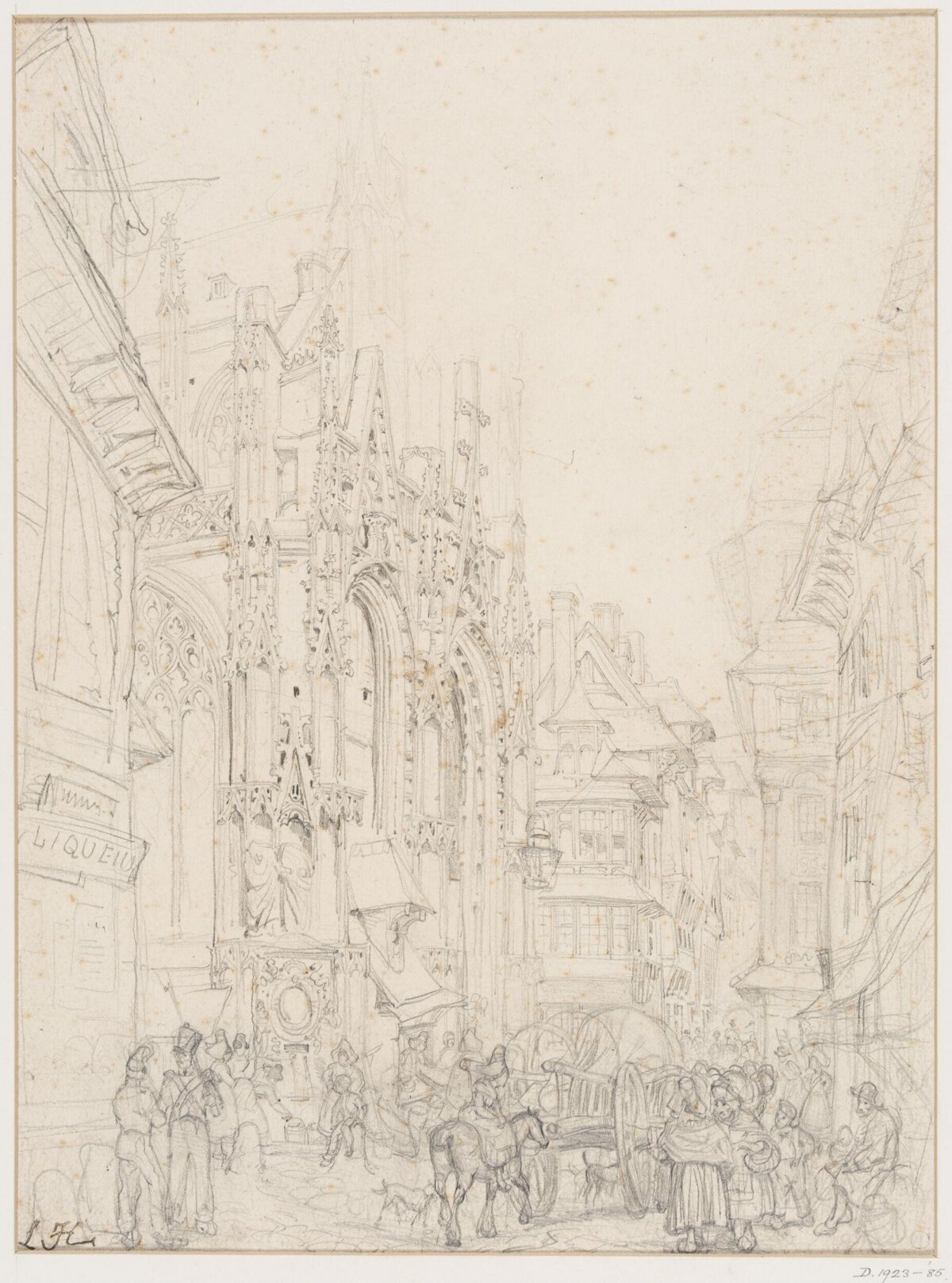 Pencil Sketch of Historic European Street — Architecture