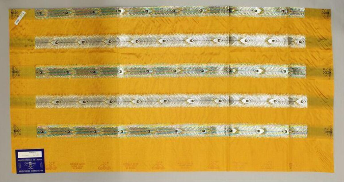 Yellow Peacock Feather Pattern Fabric