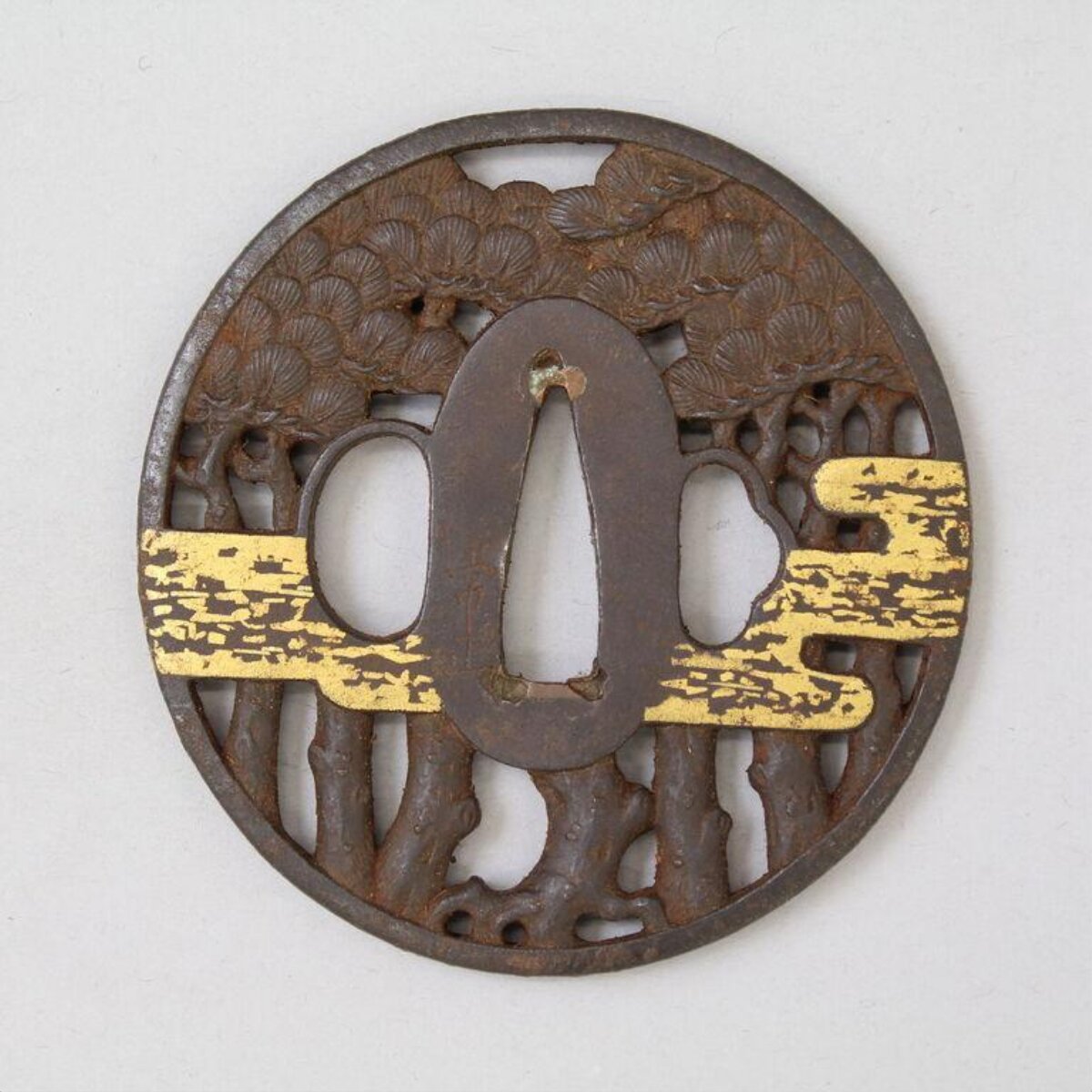 Iron Pine Motif Sword Tsuba