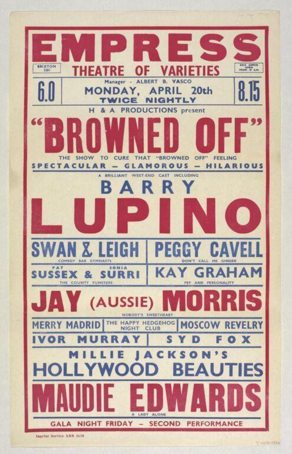 Vintage Browned Off Theatre Performance Poster