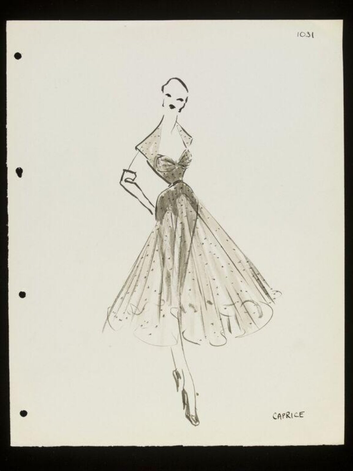 Vintage Caprice Dress Fashion Sketch