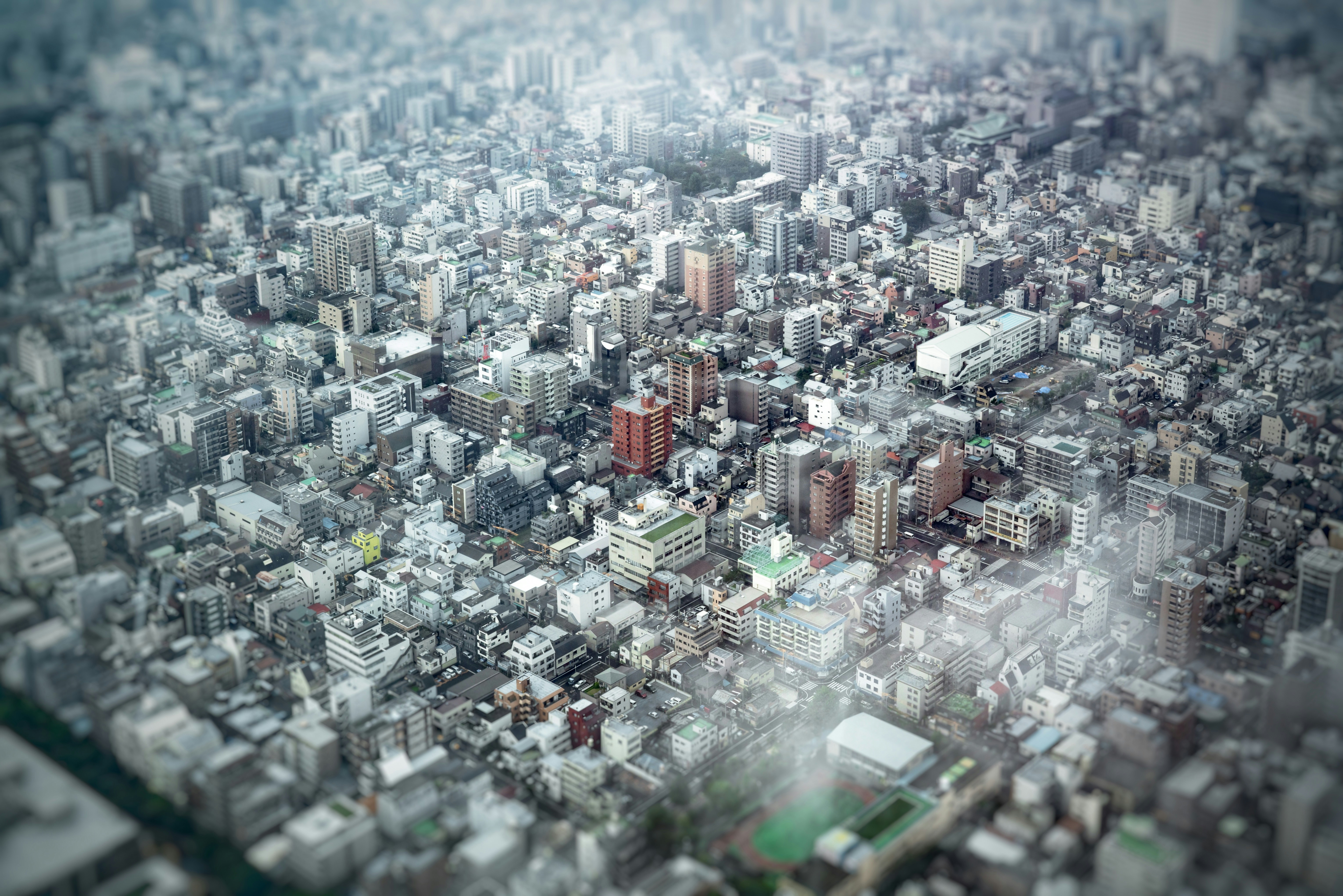 Tilt-shift Aerial Dense Cityscape