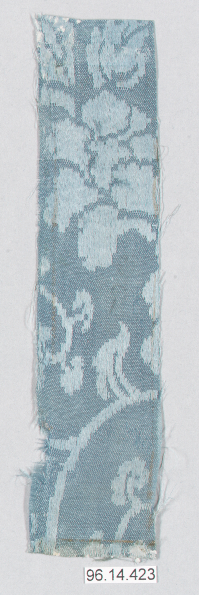 Fragment of Blue Floral Woven Textile