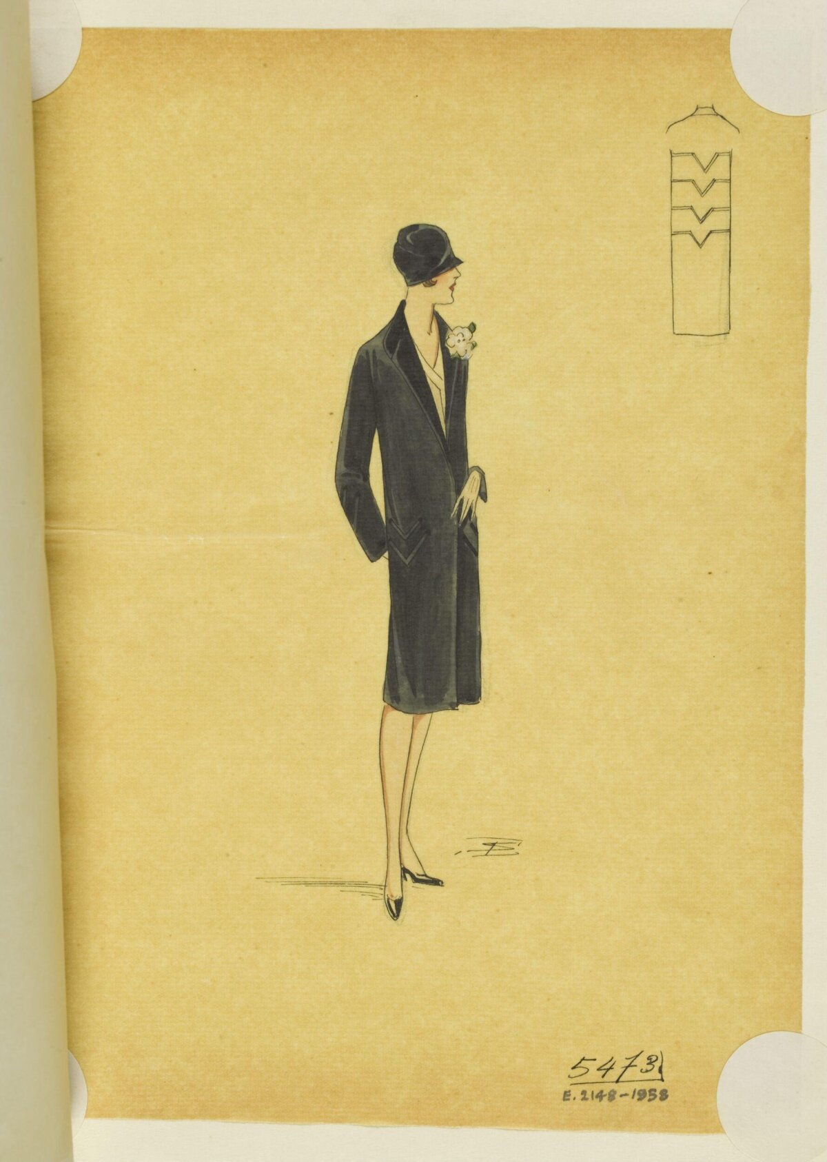 Vintage Women's Coat Fashion Sketch