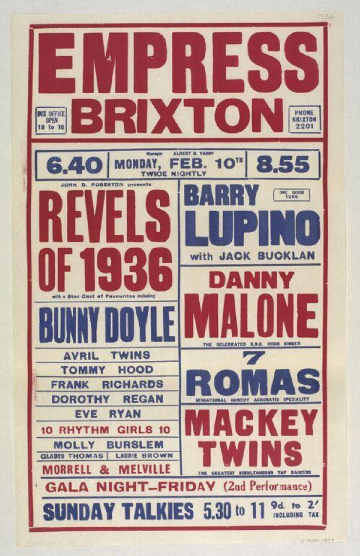 1936 Empress Brixton Show Poster