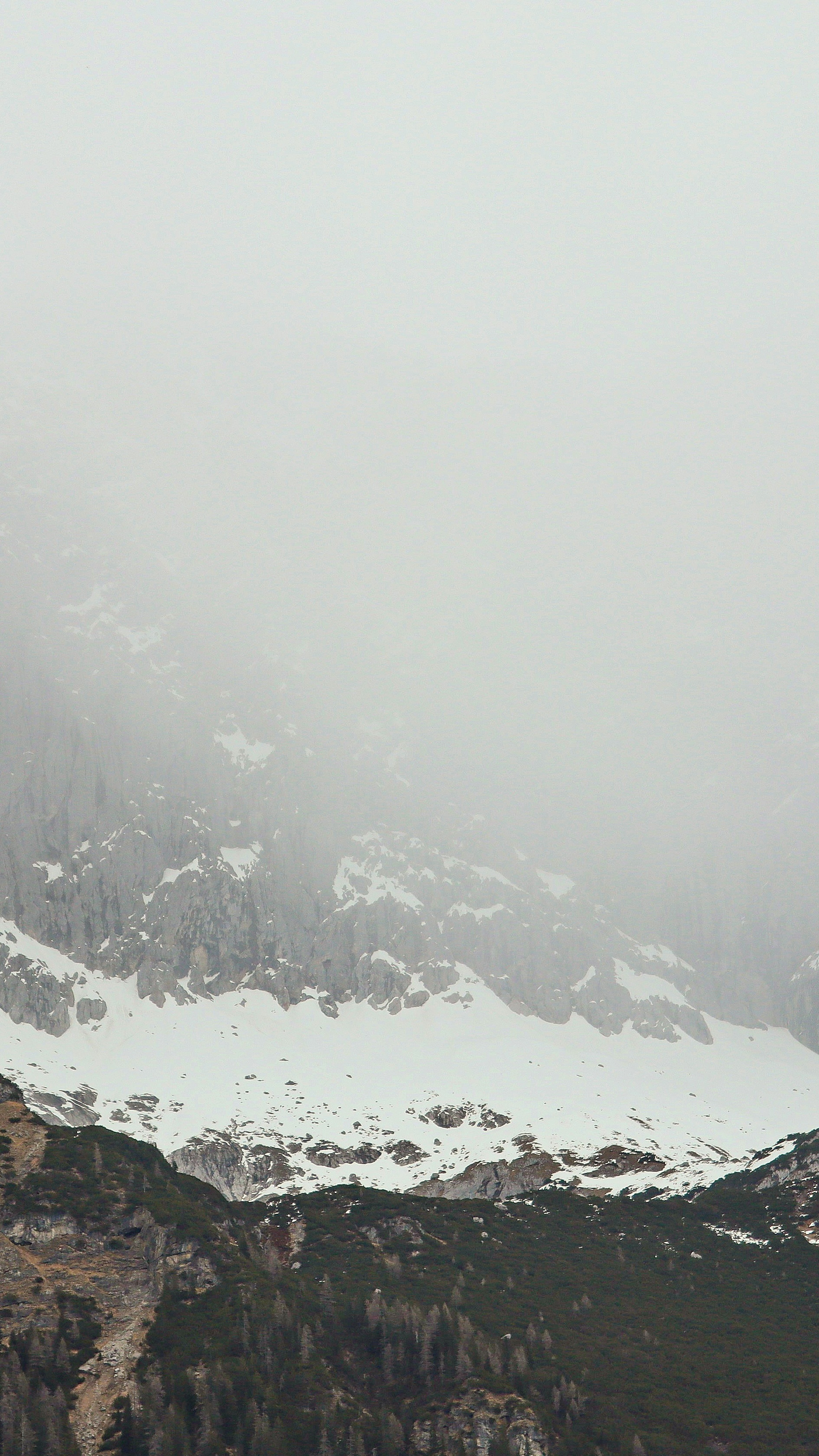 Foggy Snowy Mountain Landscape