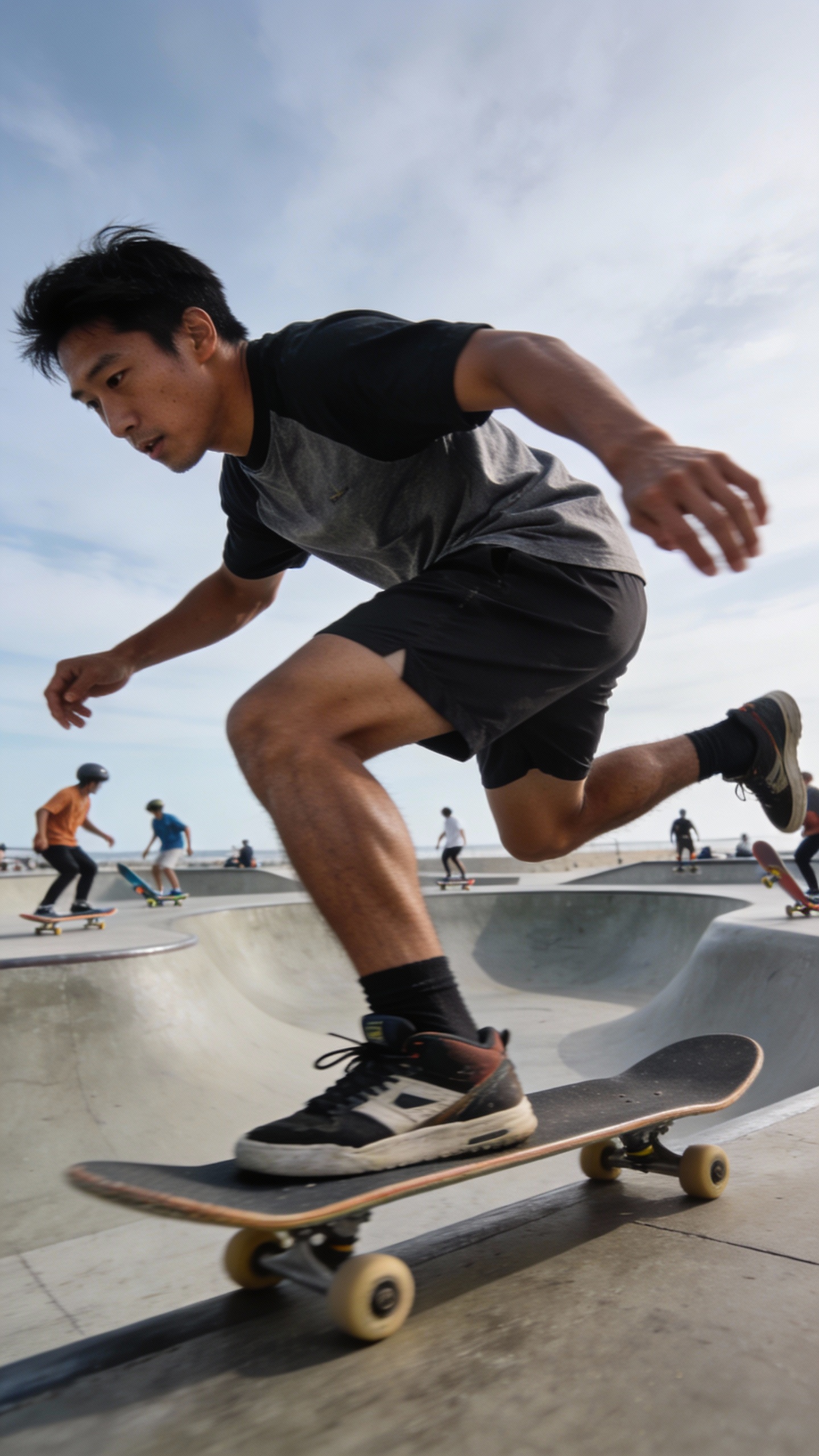 Skateboarder at Outdoor Skatepark