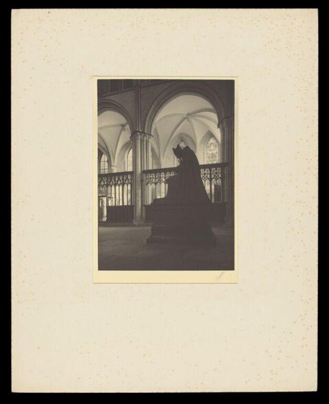 Statue Silhouette in Gothic Cathedral