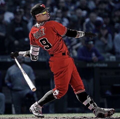 Baez Batting in Baseball Game