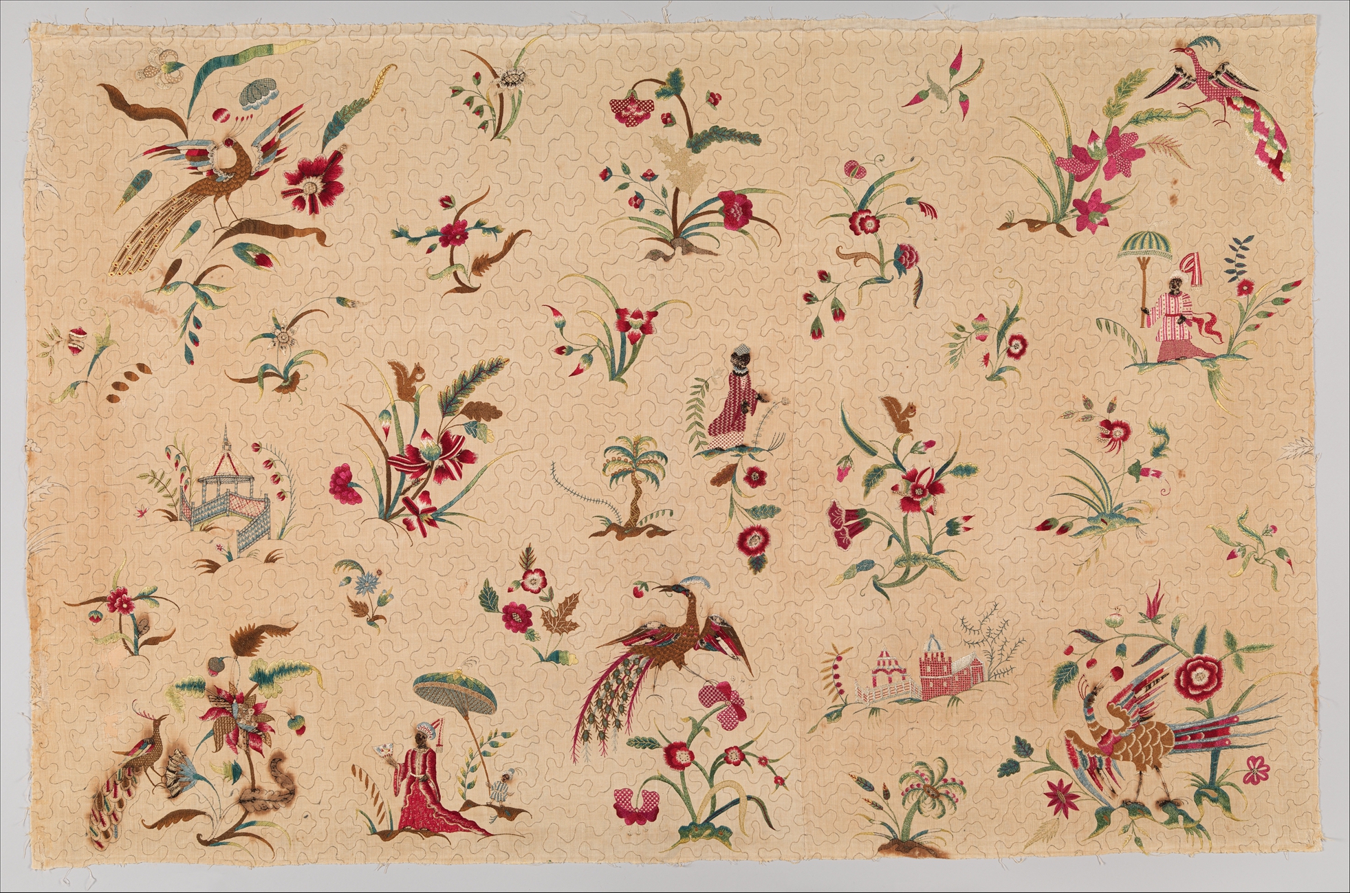 Chinoiserie Embroidered Textile Panel