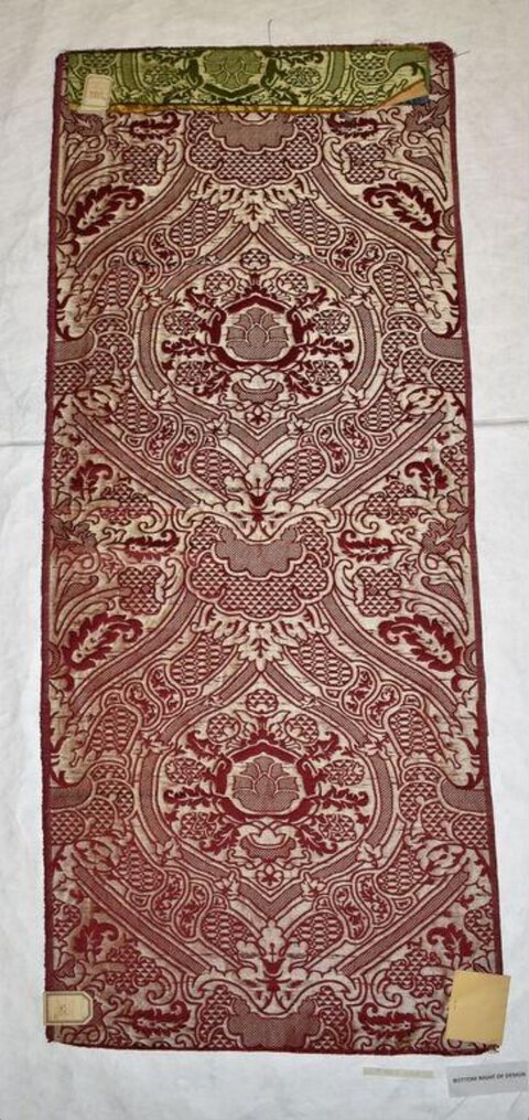 Antique Red Damask Textile Sample