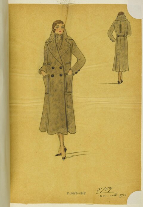 Vintage Long Coat Fashion Sketch