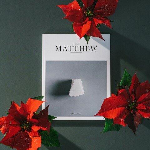 Gospel of Matthew Book with Poinsettias