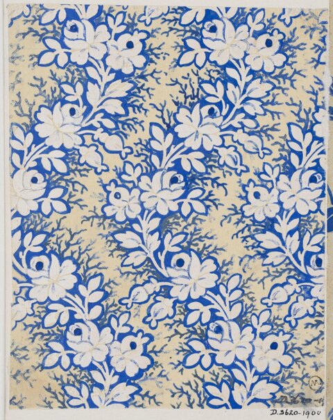 Blue and White Floral Pattern Design