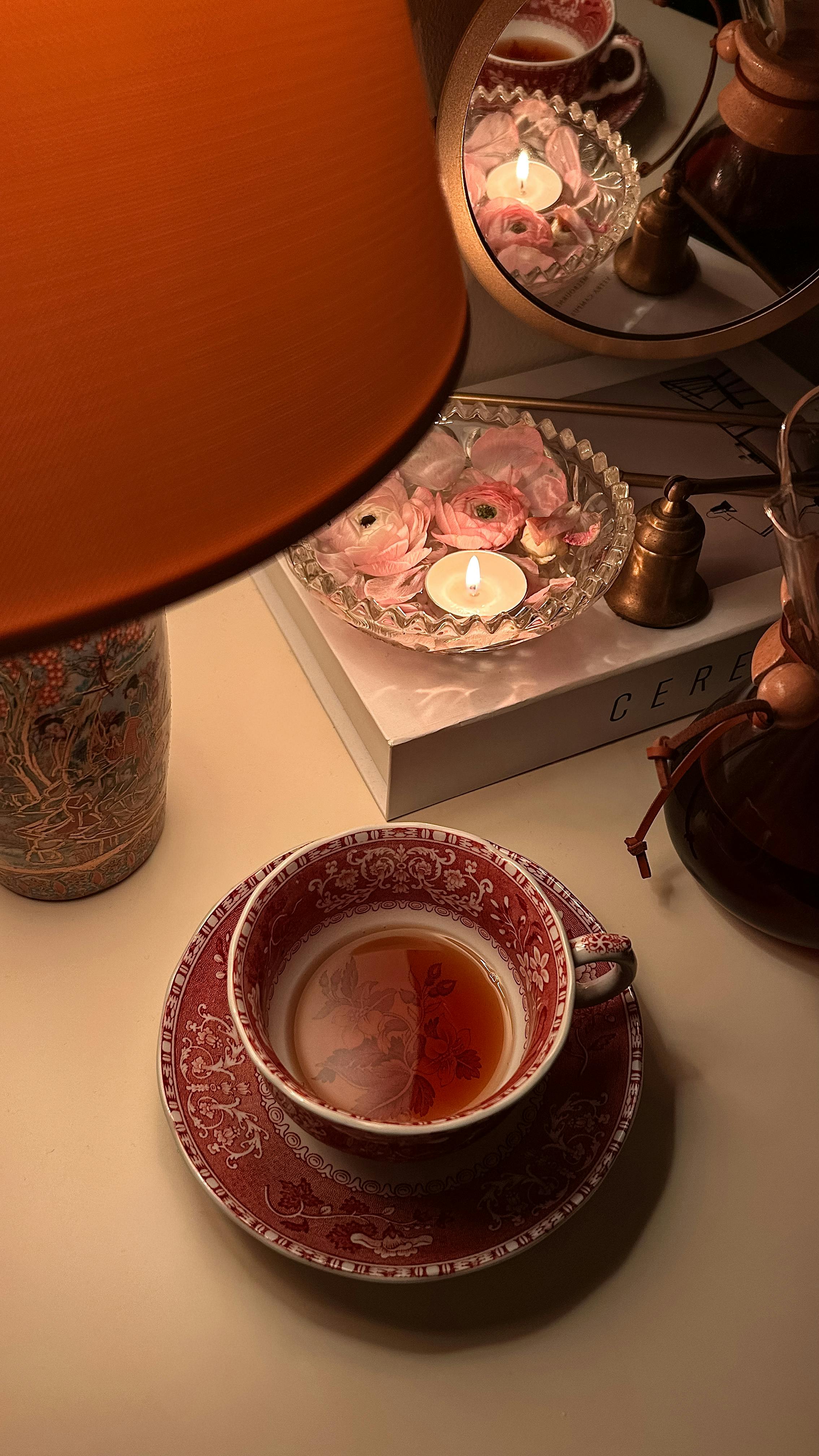 Cozy Night Tea Table Setup