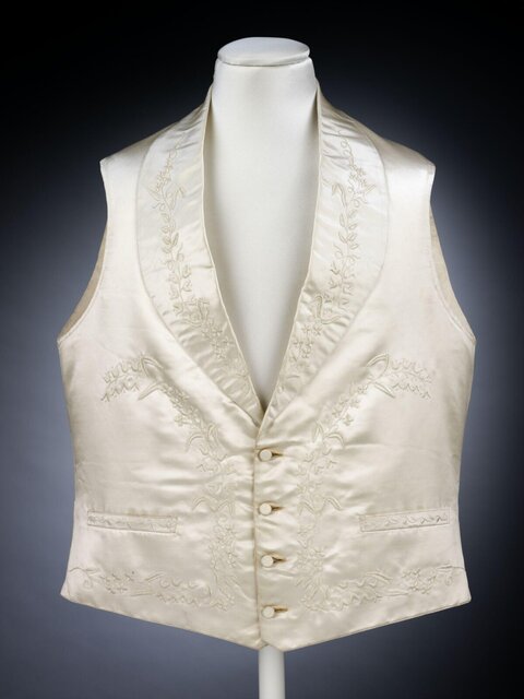 Embroidered Ivory Silk Waistcoat