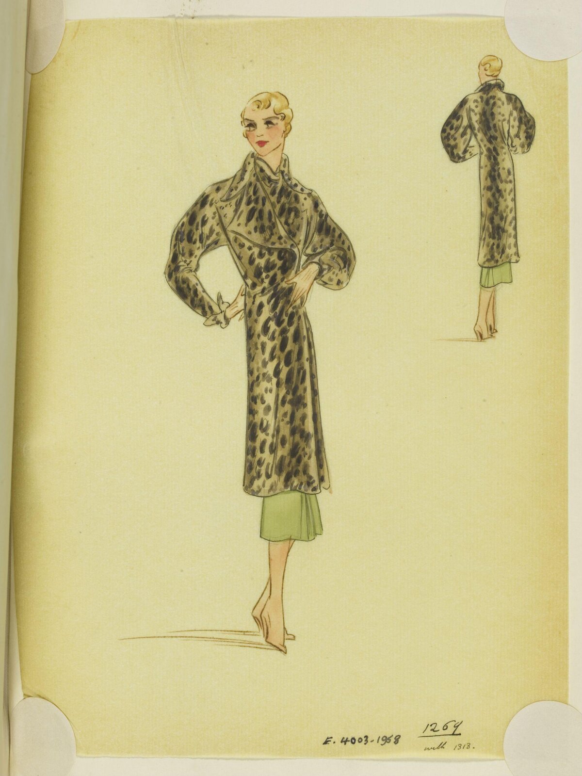 Vintage Leopard Coat Fashion Sketch